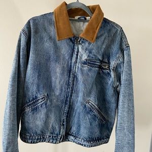 Cropped Denim Jacket with suede collar